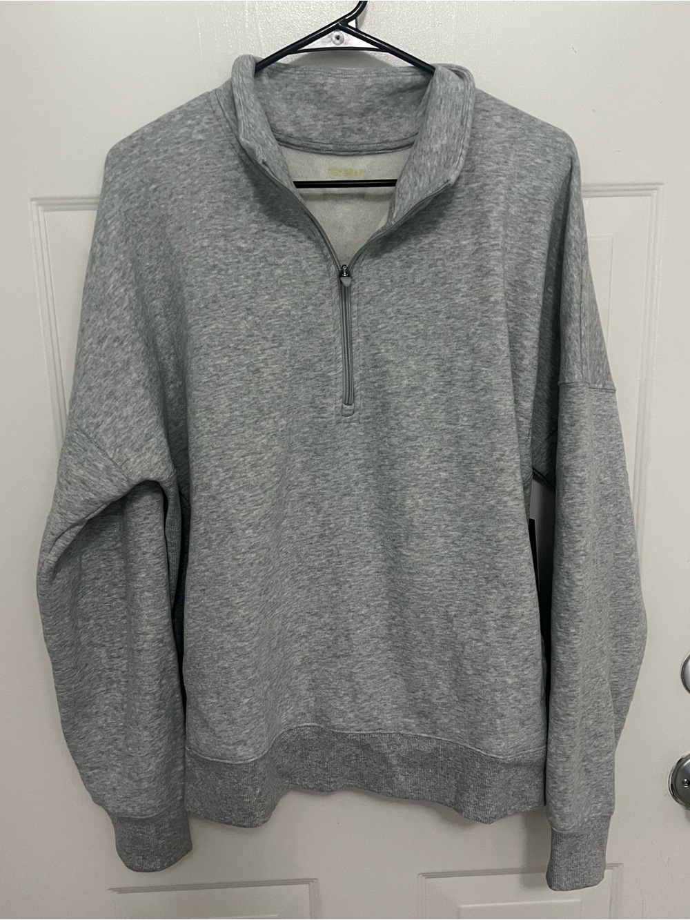 Womens Gray Quarter-Zip Pullover Sweater